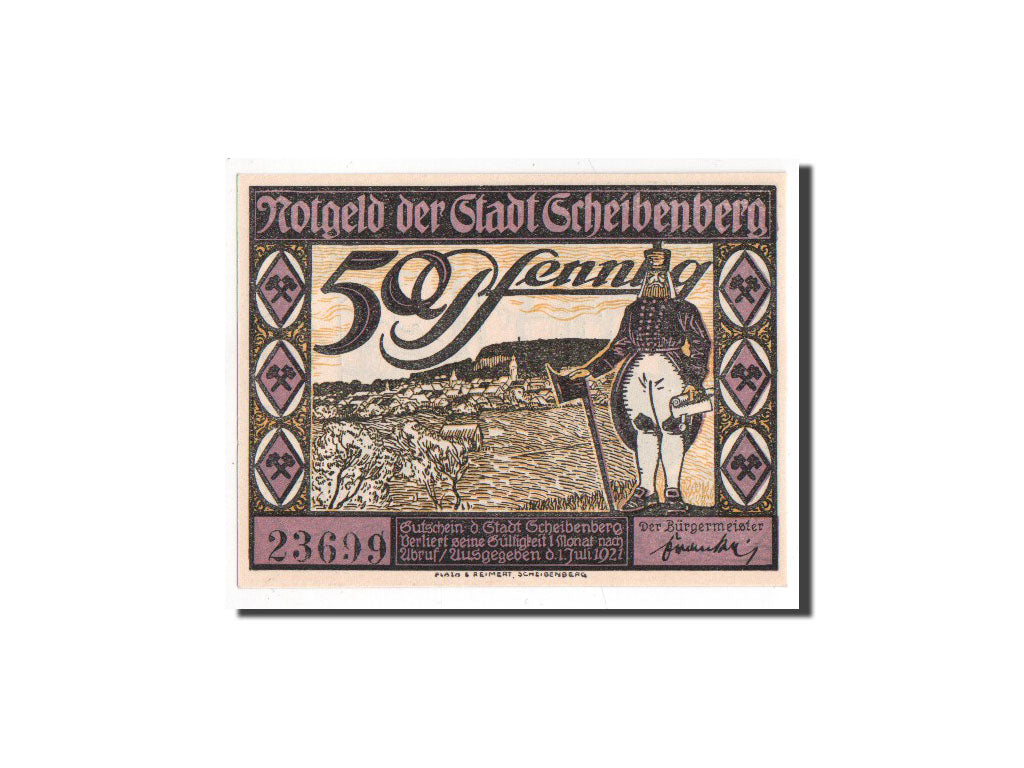 Banknote, Germany, Scheibenberg Stadt, 50 Pfennig, 1921, UNC(65-70)