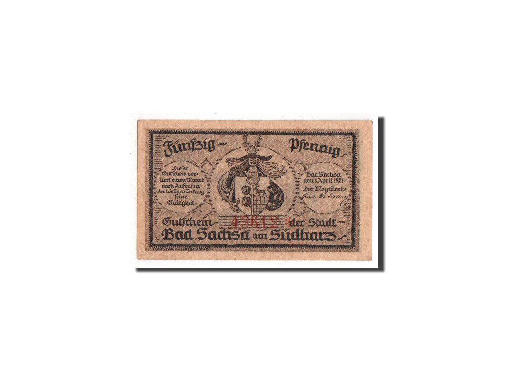 Banknote, Germany, Sachsa, 50 Pfennig, 1921, UNC(65-70), Mehl:1157.2