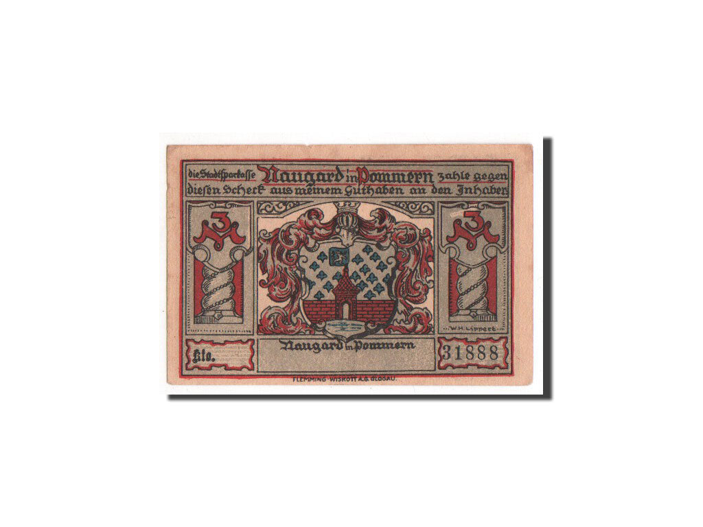 Germany, Naugard Stadtsparkasse, 3 Mark, UNC(65-70), 31888, Mehl #923.1