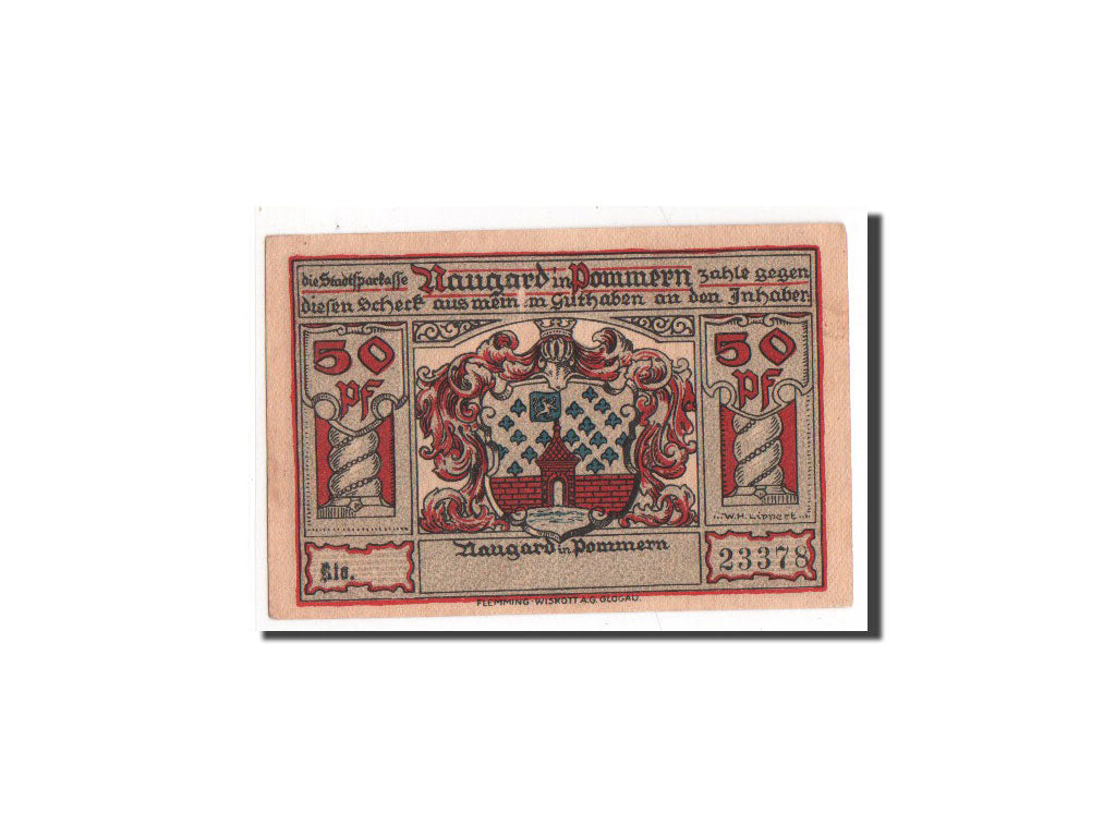 Banknote, Germany, Naugard Stadtsparkasse, 50 Pfennig, UNC(65-70), Mehl:923.1
