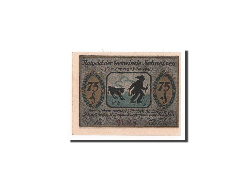 Banconote, Germania, Schnelsen Gemeinde, 75 Pfennig, FDS, Mehl:1192.1