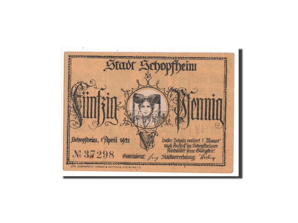 Billet, Allemagne, Schopfheim Stadt, 50 Pfennig, 1921, NEUF, Mehl:1201.1