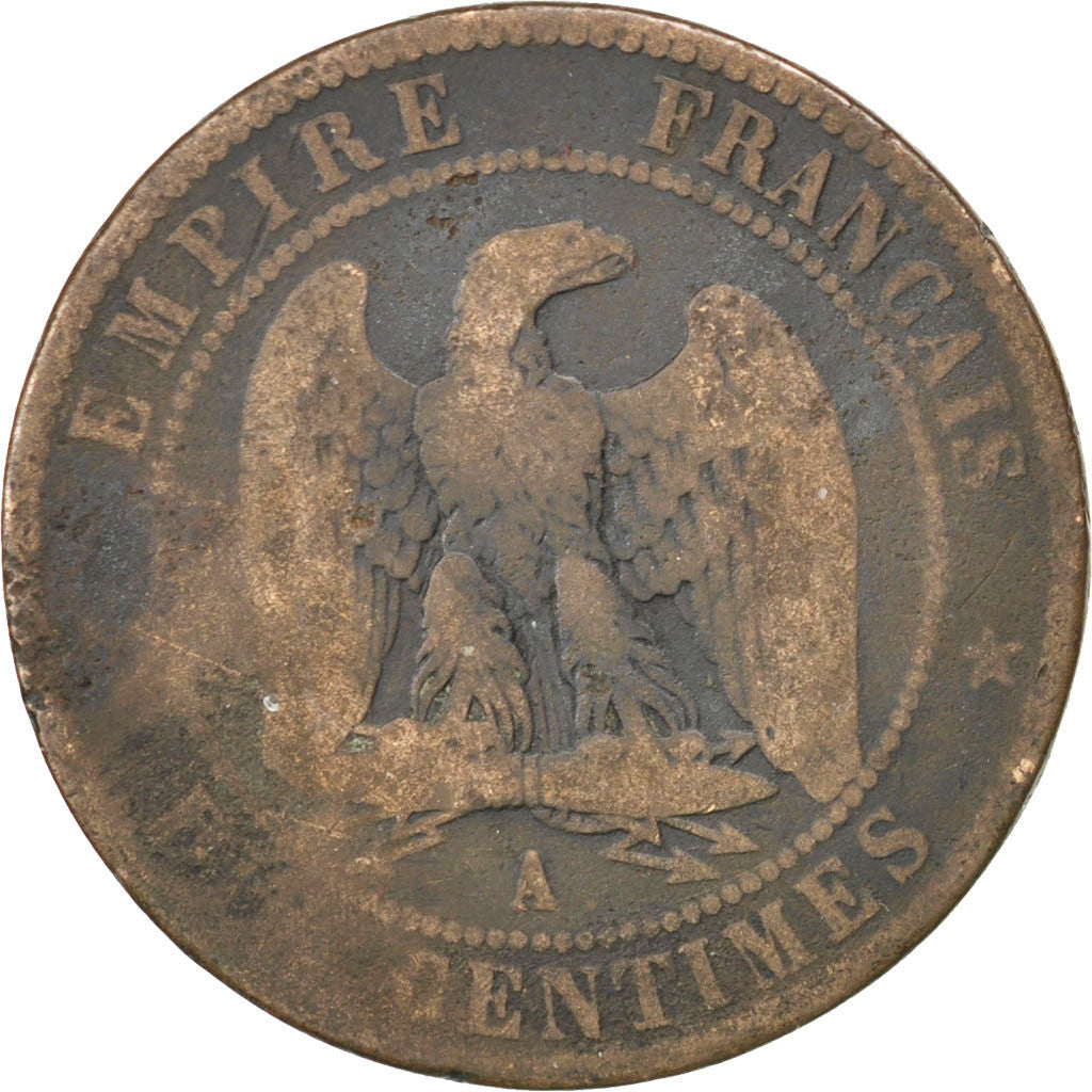 Second Empire, 10 Centimes Napoléon III tête nue, 1852 A, Paris, Gadoury 248