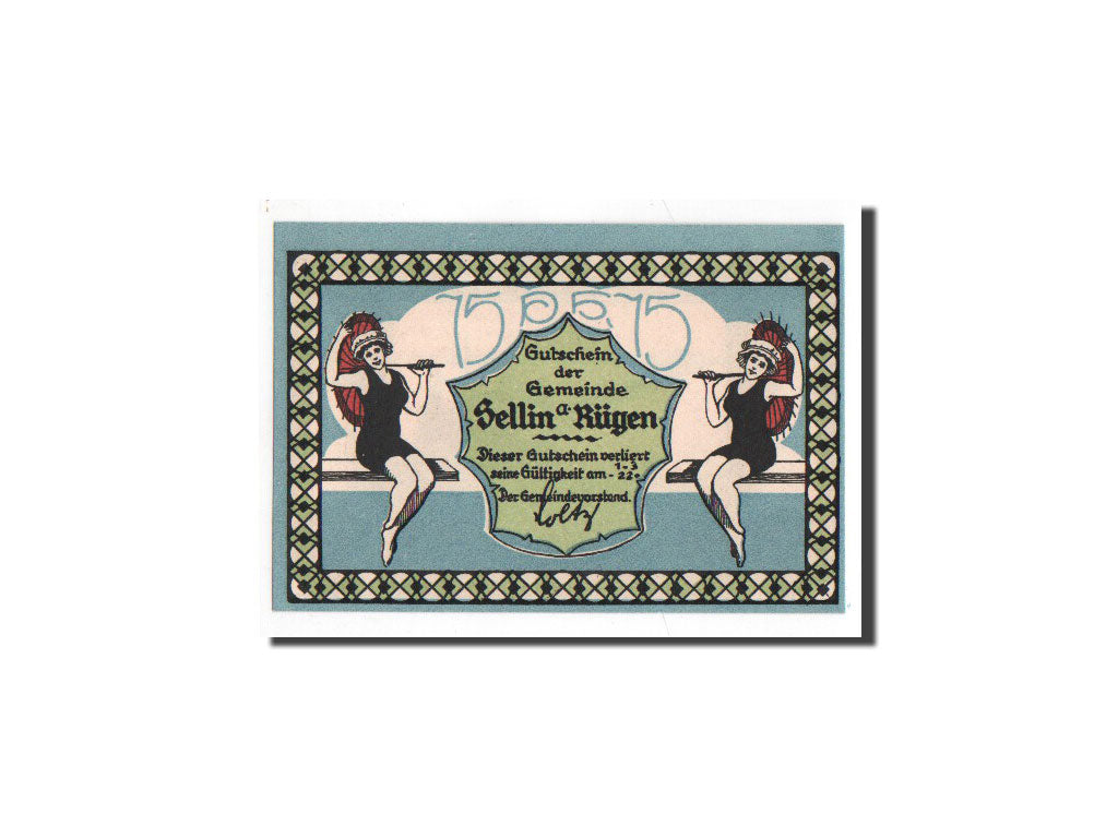 Banknote, Germany, Sellin a. Rugen Gemeinde, 75 Pfennig, UNC(65-70), Mehl:1219.1