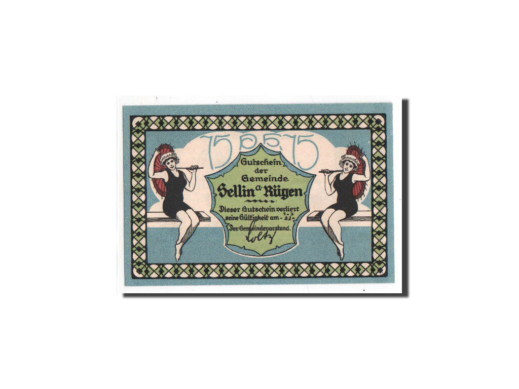 Banknote, Germany, Sellin a. Rugen Gemeinde, 75 Pfennig, UNC(65-70), Mehl:1219.1