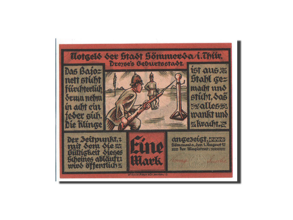 Banknote, Germany, Sommerda Thur, 1 Mark, 1921, UNC(65-70), Mehl:1230.1