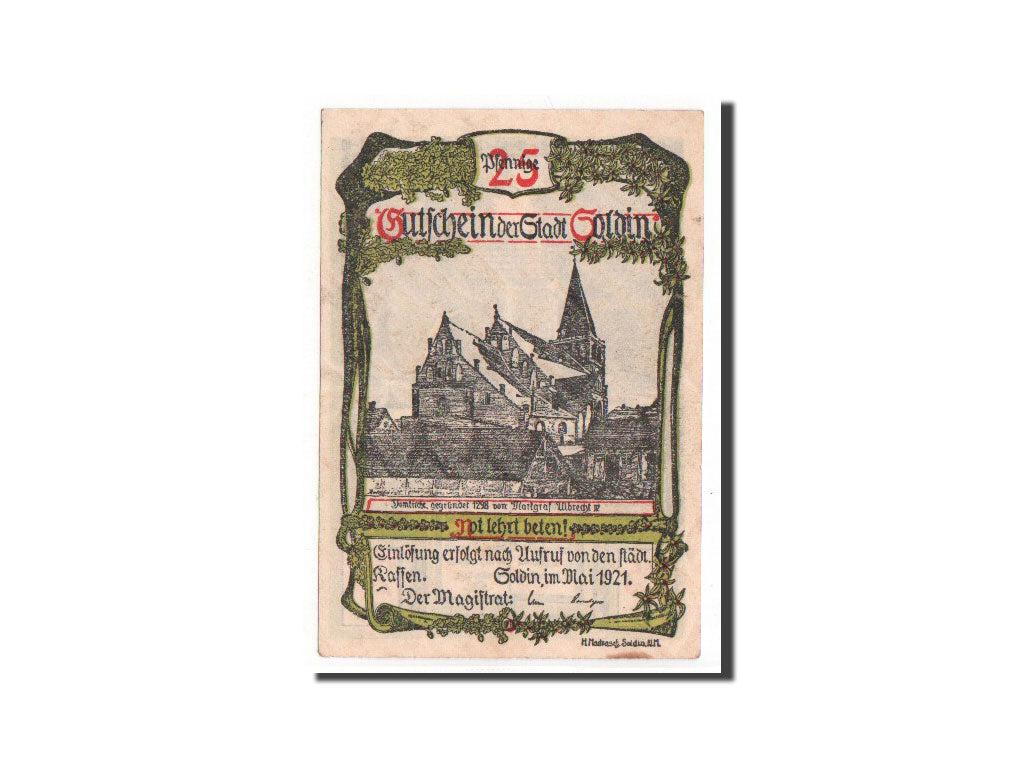 Billet, Allemagne, Soldin, 25 Pfennig, 1921, 1921-05-01, SPL+, Mehl:1235