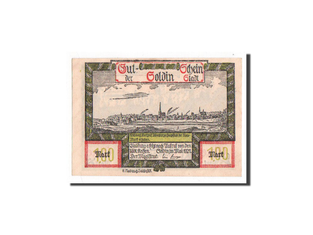 Banknote, Germany, Soldin, 1 Mark, 1921, 1921-05-01, UNC(65-70), Mehl:1235