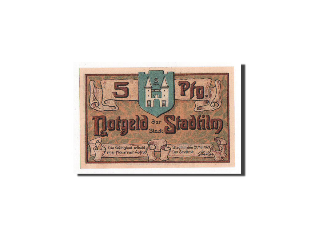 Banknote, Germany, Stadtilm, 5 Pfennig, 1921, UNC(65-70), Mehl:1250.1