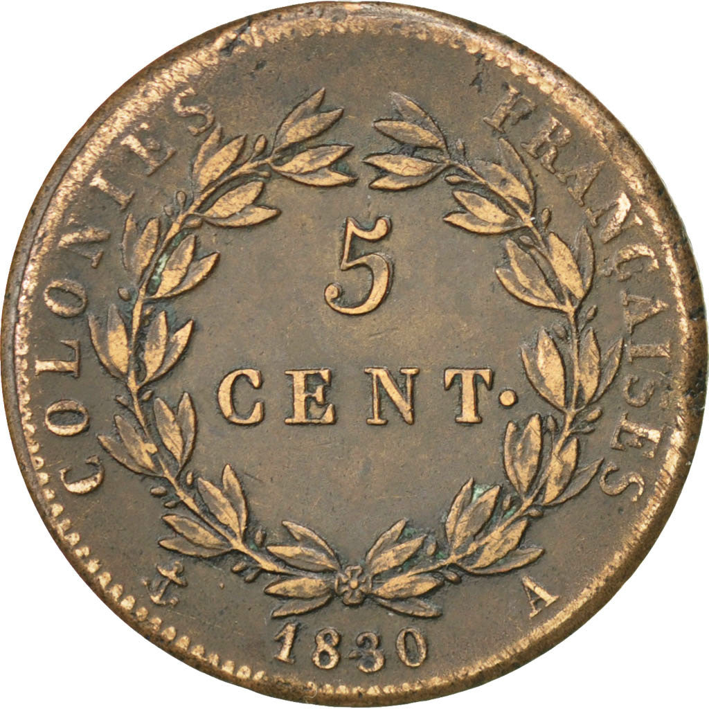 Coin, FRENCH COLONIES, Charles X, 5 Centimes, 1830, Paris, AU(50-53), Bronze