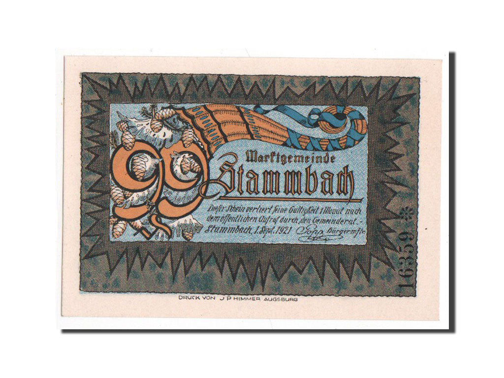 Germany, Stammbach, 99 Pfennig, 1921, UNC(65-70), 16359, Mehl #1252.3a