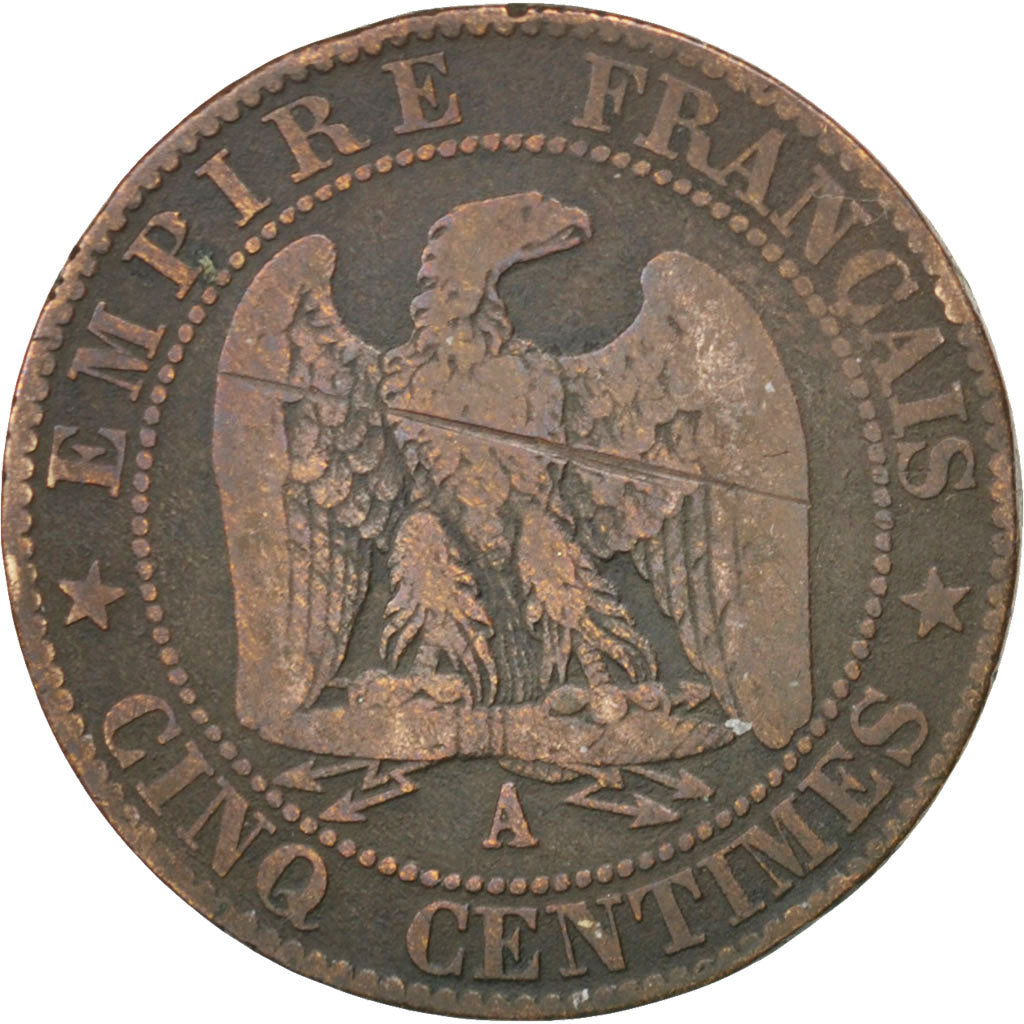 Moneda, Francia, Napoleon III, Napoléon III, 5 Centimes, 1854, Paris, BC