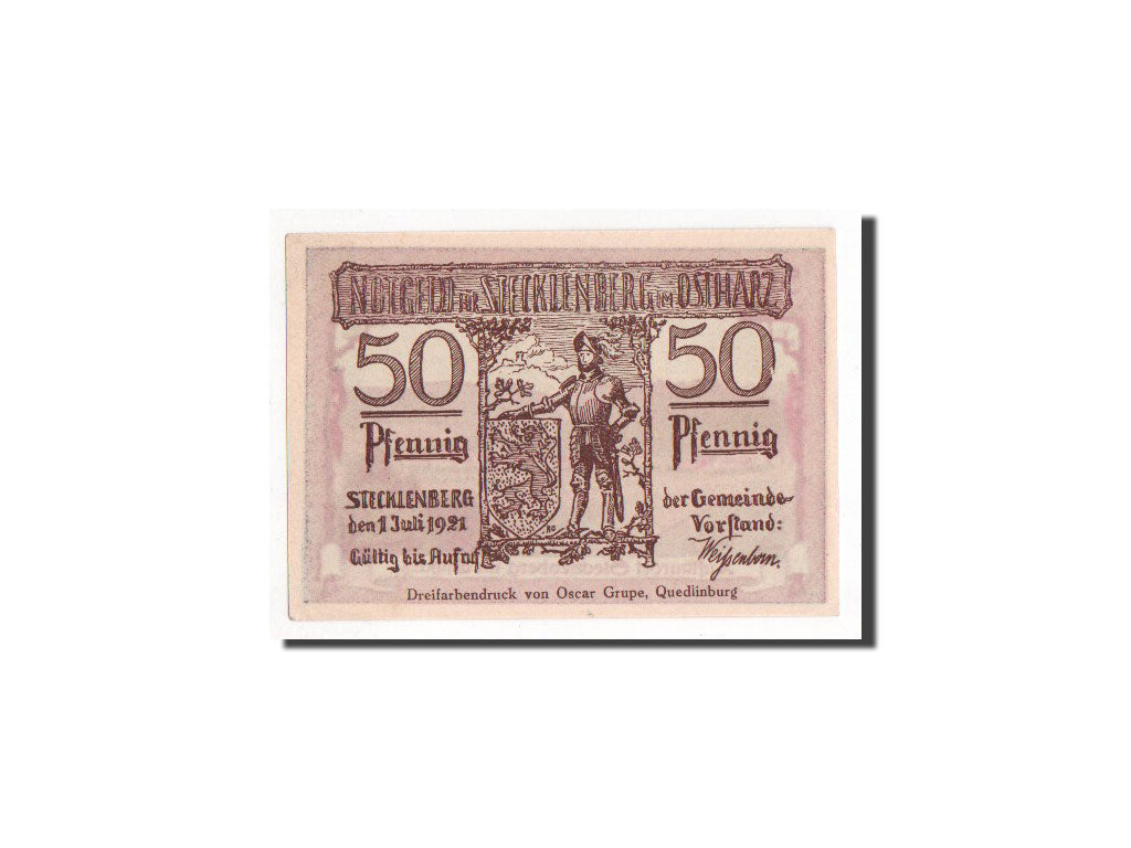 Banknote, Germany, Stecklenberg, 50 Pfennig, 1921, UNC(65-70), Mehl:1258.1a
