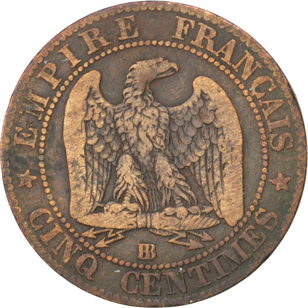 Monnaie, France, Napoleon III, Napoléon III, 5 Centimes, 1856, Strasbourg, B+