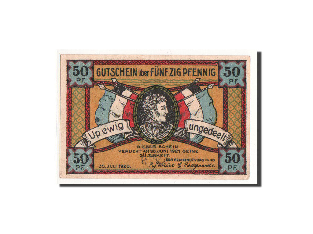 Banknote, Germany, Schleswig-Holstein, 50 Pfennig, 1920, UNC(65-70), Mehl:1262.2