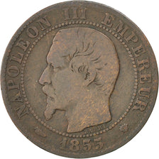 FRANCE, Napoléon III, 5 Centimes, 1855, Marseille, KM #777.6, F(12-15), Bronze,