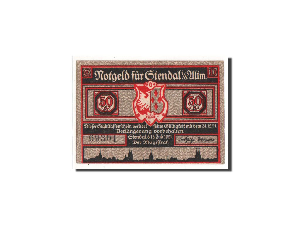 Banknote, Germany, Stendal, 50 Pfennig, 1921, UNC(65-70), Mehl:1267.1