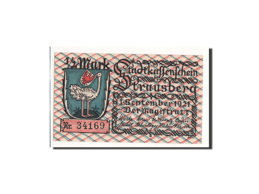 Banknote, Germany, Strausberg, 1/2 Mark, 1921, 1921-09-01, UNC(65-70)