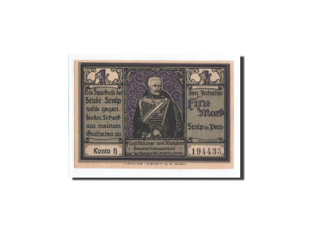 Banknote, Germany, Stolp, 1 Mark, O.D, Undated, UNC(65-70), Mehl:1275.5a