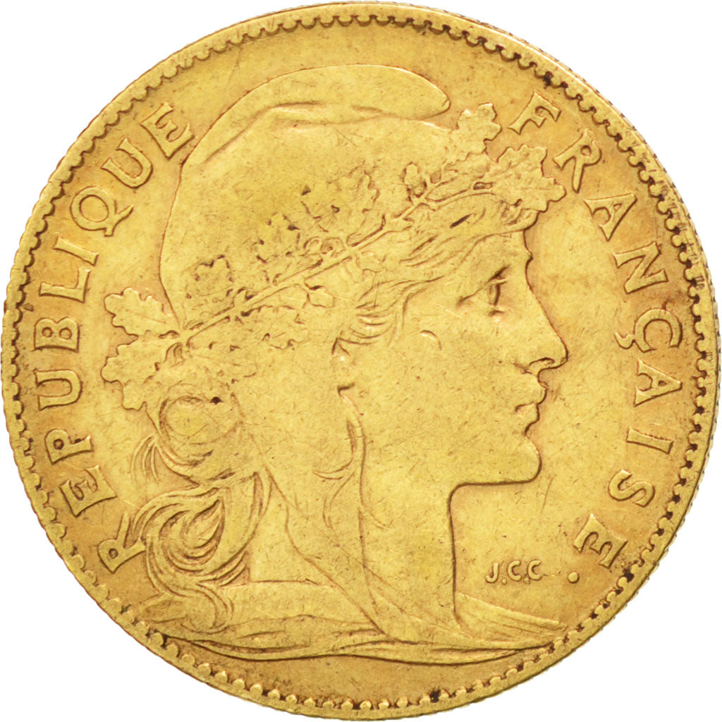 FRANCE, Marianne, 10 Francs, 1906, Paris, KM #846, VF(30-35), Gold, Gadoury...