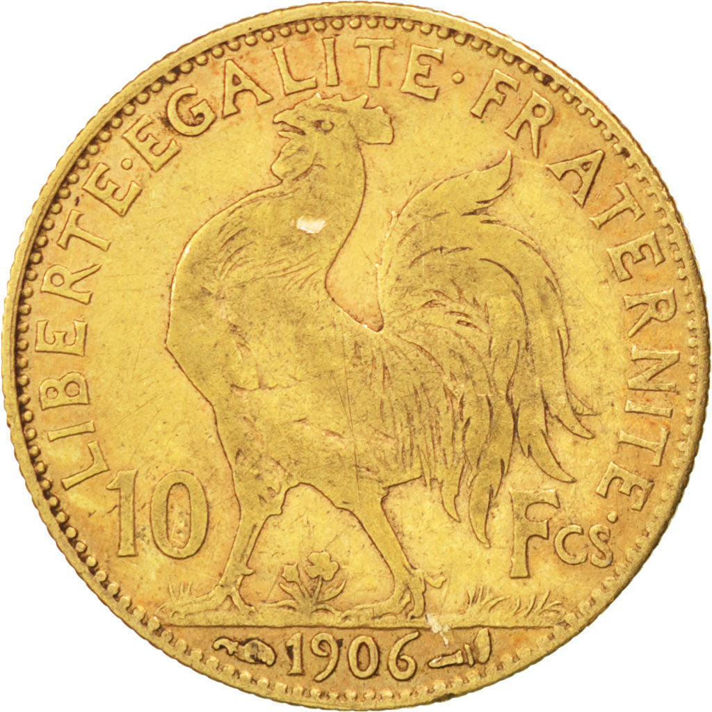 FRANCE, Marianne, 10 Francs, 1906, Paris, KM #846, VF(30-35), Gold, Gadoury...