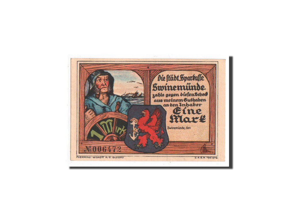 Banknote, Germany, Swinemünde, 1 Mark, O.D, Undated, UNC(65-70), Mehl:1306.1B