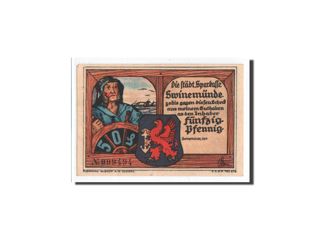 Banknote, Germany, Swinemünde, 50 Pfennig, O.D, Undated, UNC(65-70)