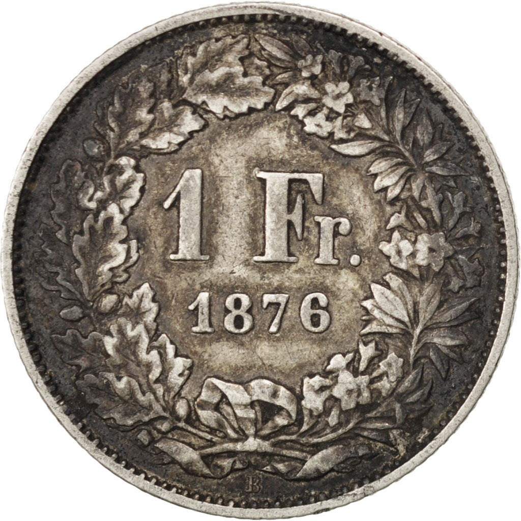Svizzera, Franc, 1876, Bern, BB, Argento, KM:24
