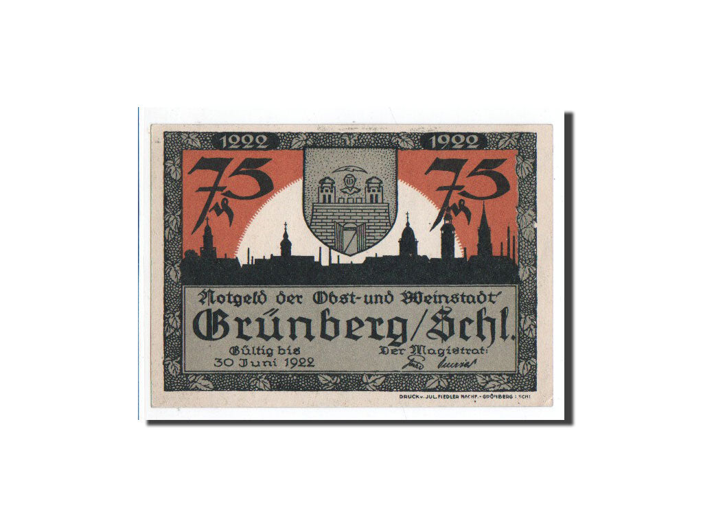 Germany, Grunberg Stadt, 75 Pfennig, 1922, Undated, UNC(65-70), Mehl:489.5