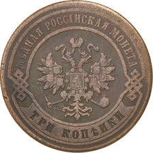 RUSSIA, 3 Kopeks, 1876, Saint-Petersburg, KM #11.2, VF(20-25), Copper, 28, 9.77