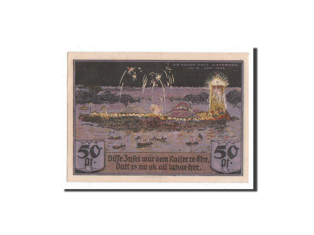 Banknote, Germany, Hamburg, 50 Pfennig, Fireworks, 1921, 1921-09-01, UNC(65-70)