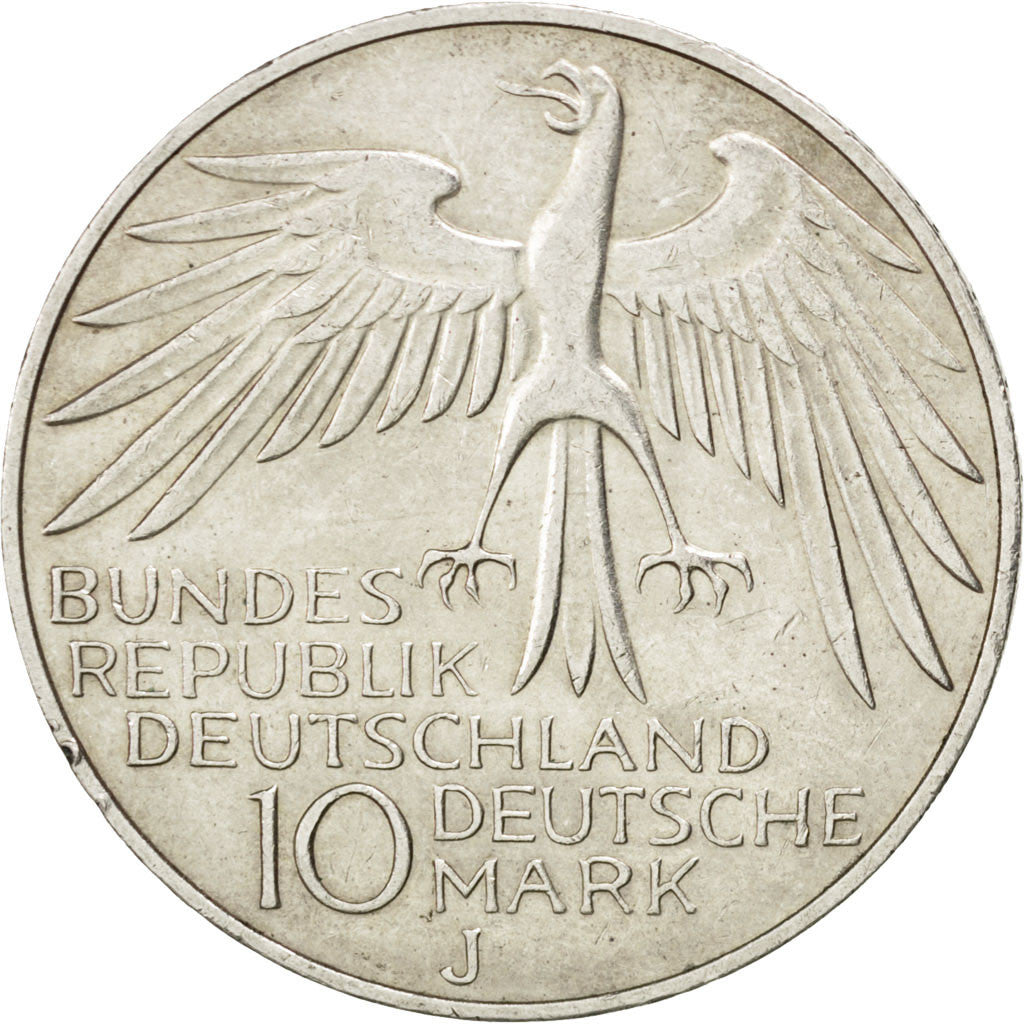 Monnaie, République fédérale allemande, 10 Mark, 1972, Hambourg, SUP, Argent