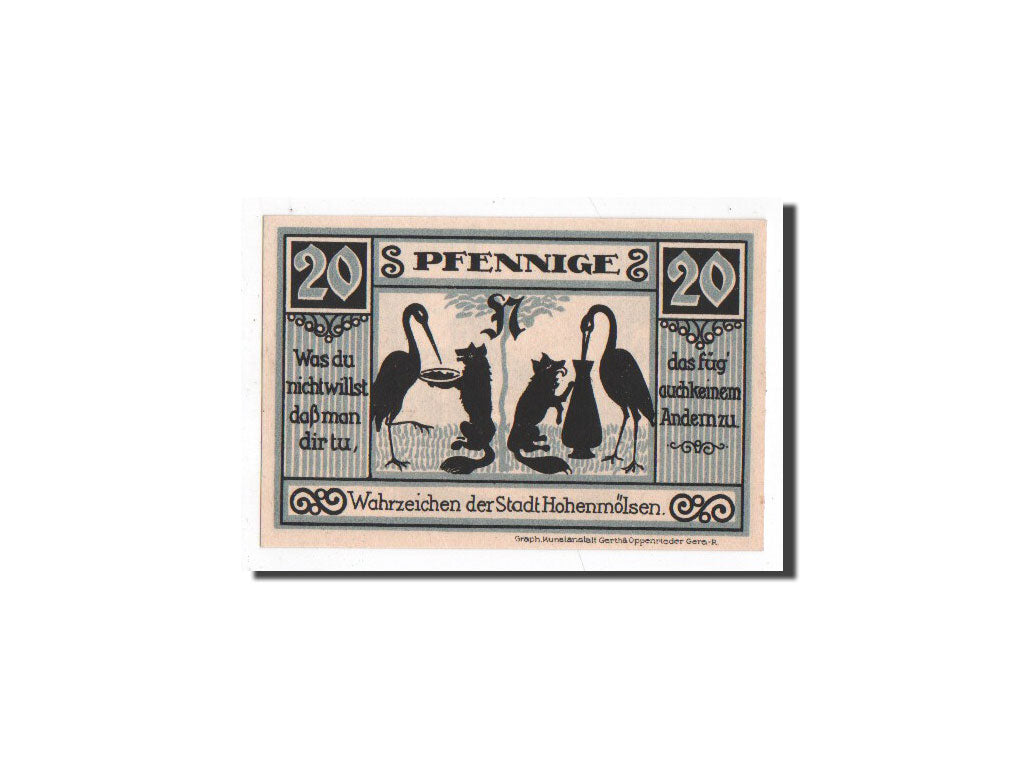 Banknote, Germany, Hohenmölsen, 20 Pfennig, Cigogne, O.D, Undated, UNC(65-70)