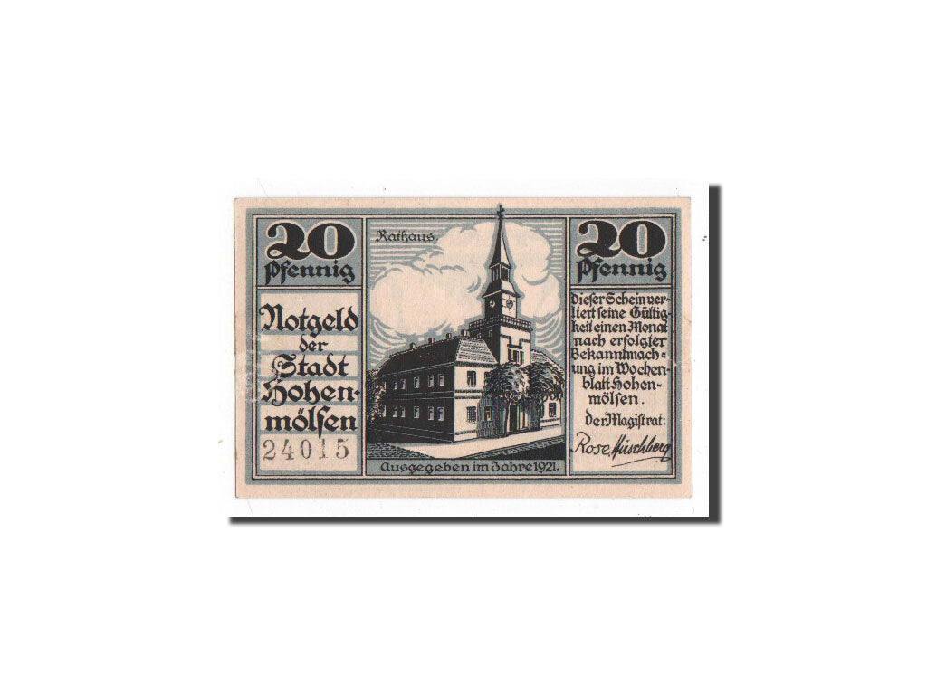 Banknote, Germany, Hohenmölsen, 20 Pfennig, Cigogne, O.D, Undated, UNC(65-70)