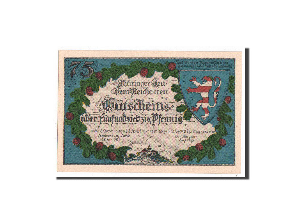 Banknote, Germany, Kahla Stadt, 75 Pfennig, chateau 2, 1921, 1921-06-15