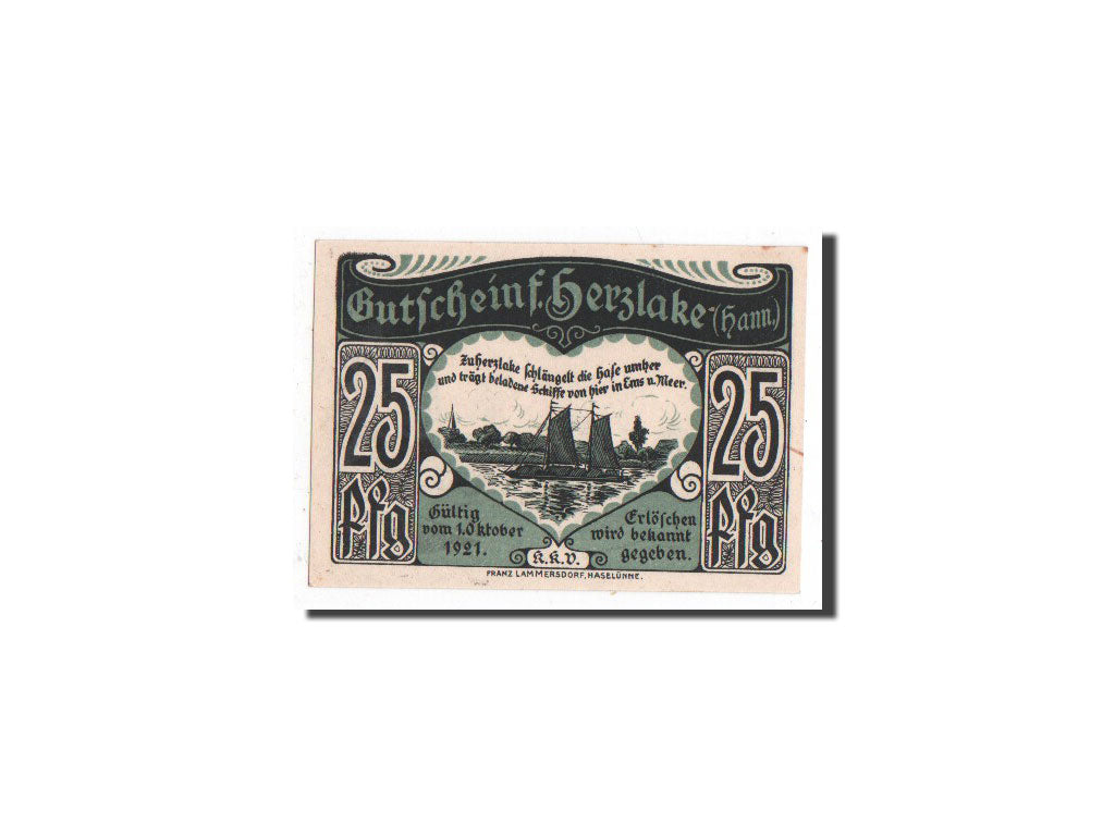 Geldschein, Deutschland, Herzlake, 25 Pfennig, Ville, 1921, 1921-10-01, UNZ