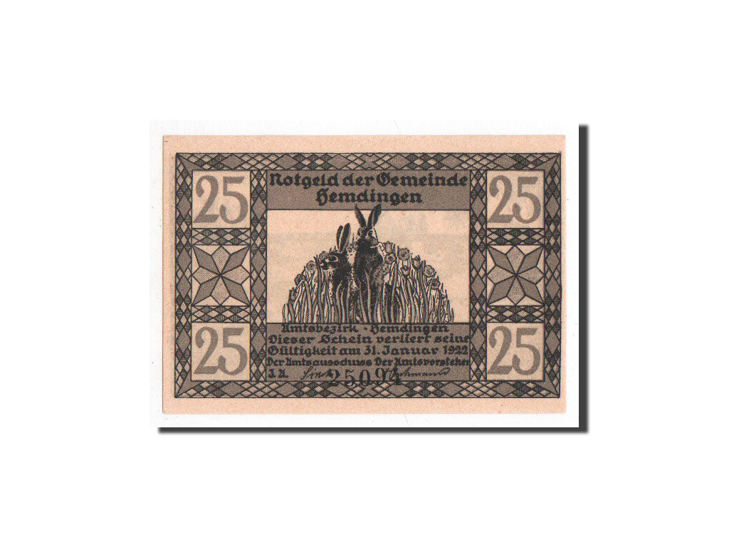 Germany, Hemdingen, 25 Pfennig, hérisson, Undated, UNC(65-70), Mehl:599.3a