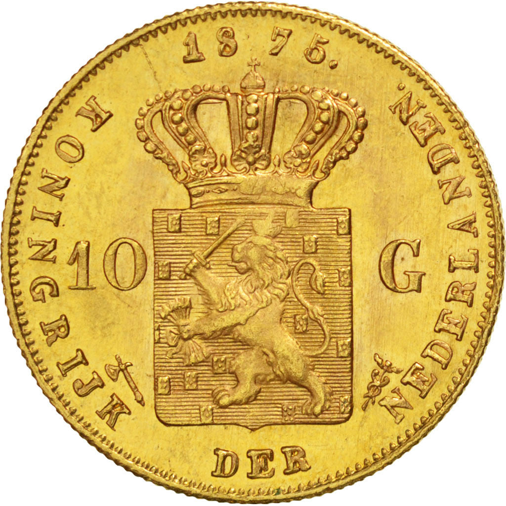 Pays-Bas, William III, 10 Gulden, 1875, KM 105