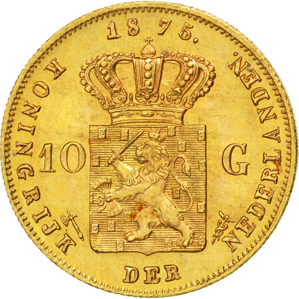 Monnaie, Pays-Bas, William III, 10 Gulden, 1875, SPL, Or, KM:105