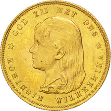 NETHERLANDS, 10 Gulden, 1897, KM #118, AU(55-58), Gold, 22.5, 6.73