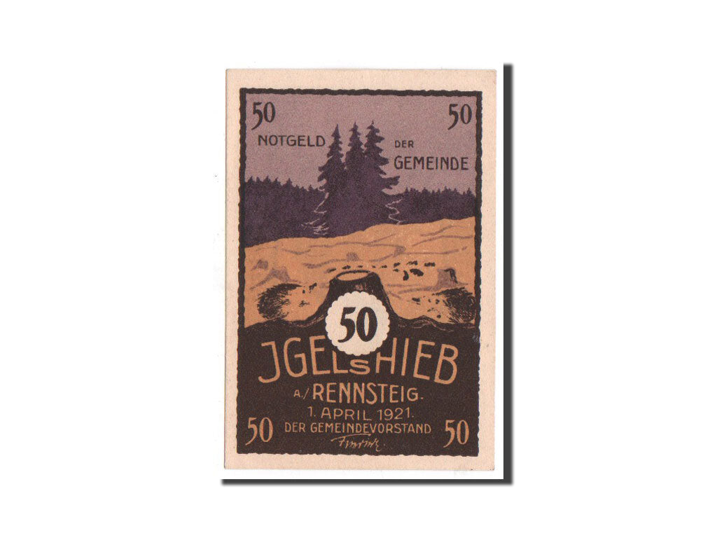 Germany, Igelshieb, 50 Pfennig, train, 1921, 1921-04-01, UNC(65-70), Mehl:642.1