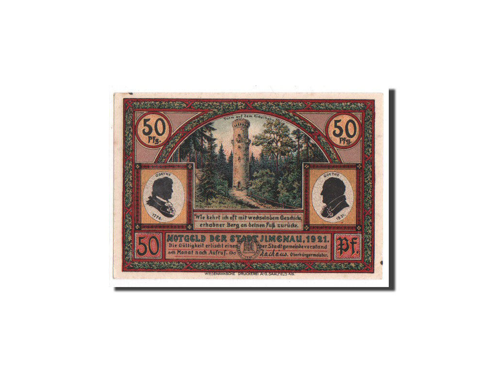 Banknote, Germany, Llmenau, 50 Pfennig, paysage, 1921, Undated, UNC(65-70)