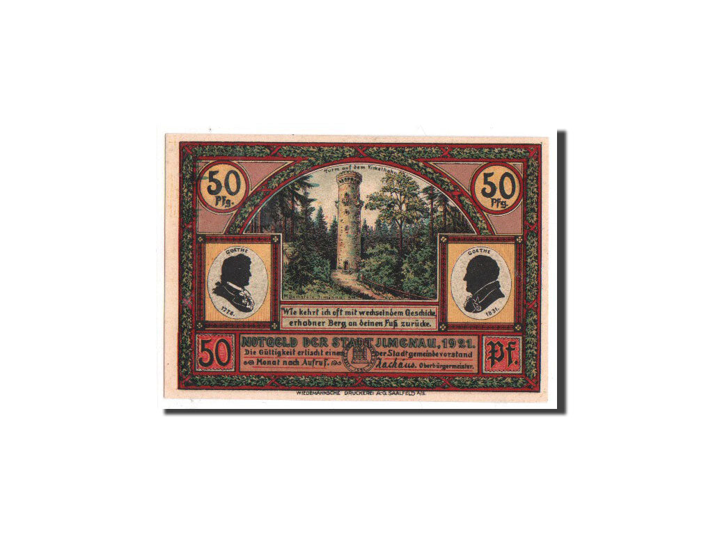 Billet, Allemagne, Llmenau, 50 Pfennig, paysage, 1921, Undated, NEUF, Mehl:643.4