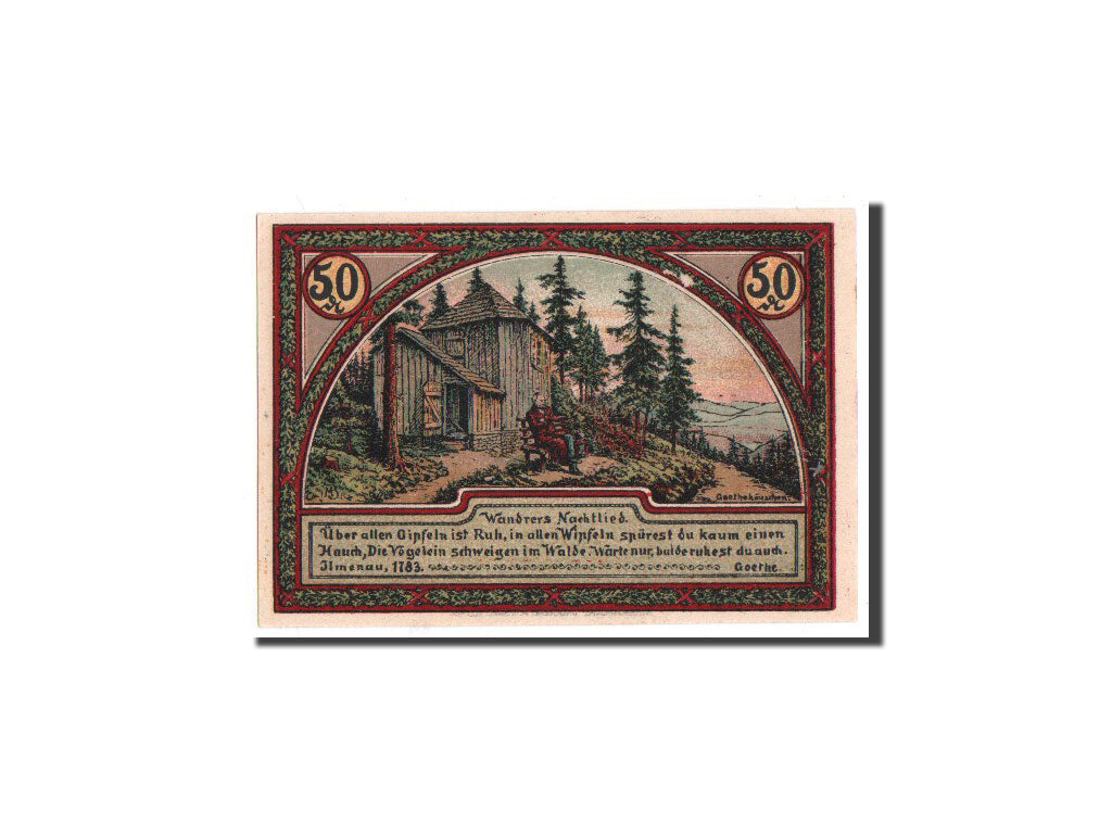 Billet, Allemagne, Llmenau, 50 Pfennig, paysage, 1921, Undated, NEUF, Mehl:643.4