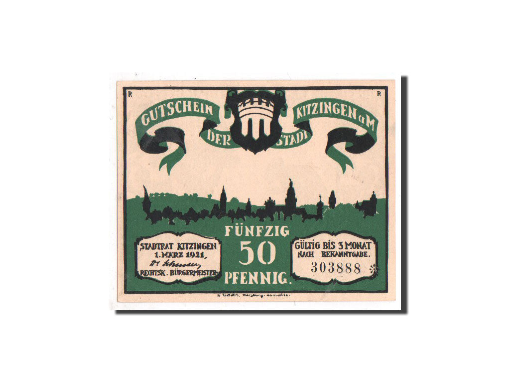 Banknote, Germany, Kitzingen, 50 Pfennig, personnage, 1921, 1921-03-01