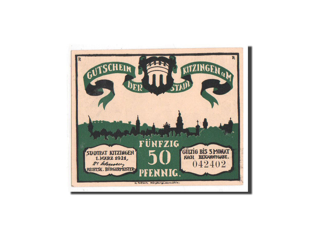 Banknote, Germany, Kitzingen, 50 Pfennig, personnage, 1921, 1921-03-01