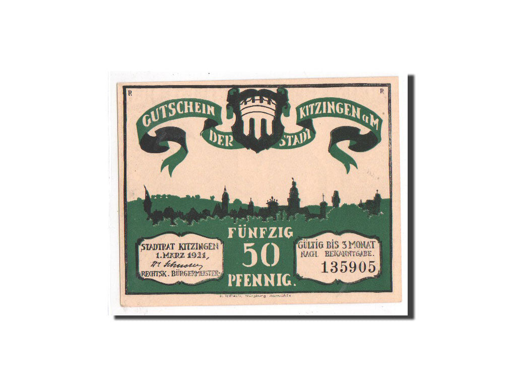Banknote, Germany, Kitzingen, 50 Pfennig, personnage, 1921, 1921-03-01