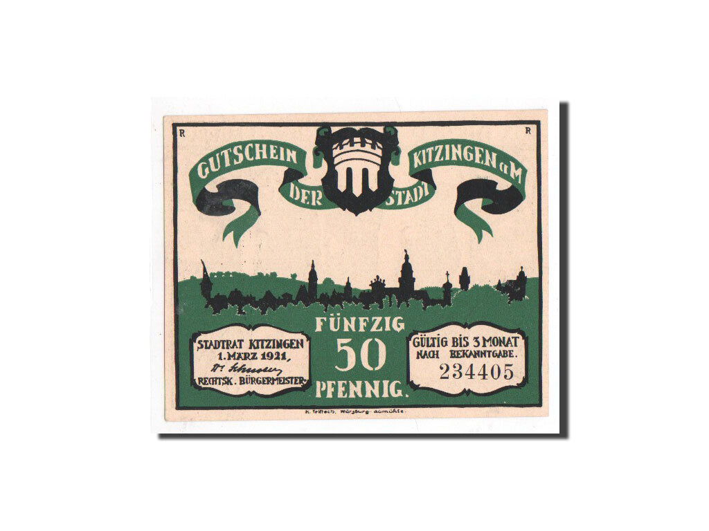 Banknote, Germany, Kitzingen, 50 Pfennig, personnage, 1921, 1921-03-01