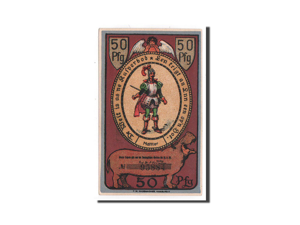 Banknote, Germany, Hamburg, 50 Pfennig, kangourou, O.D, Undated, UNC(65-70)