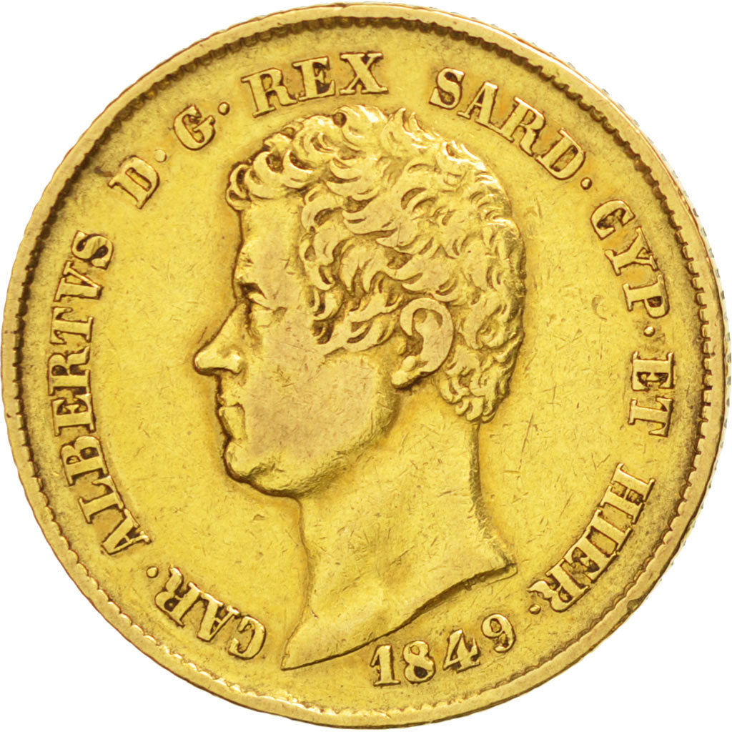 Italie, Sardaigne, Charles Albert, 20 Lire, 1849 P, Gênes, KM 131.2